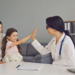 doctor speaking to child