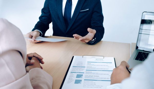 Business situation, job interview concept. Job seeker present re how to get work visa of Australia