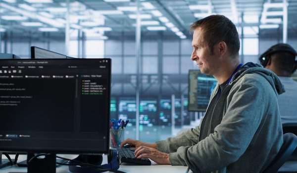 Man working in server hub capable of processing vast amounts of data work visa consultants in Sri Lanka